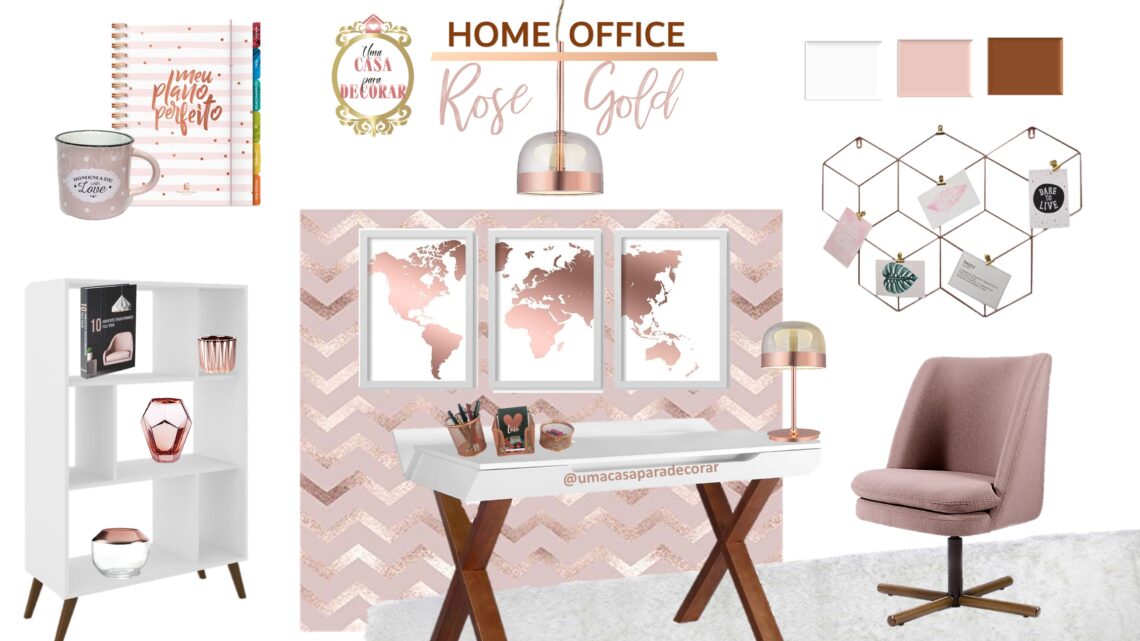 Escritório Home Office Rose Gold