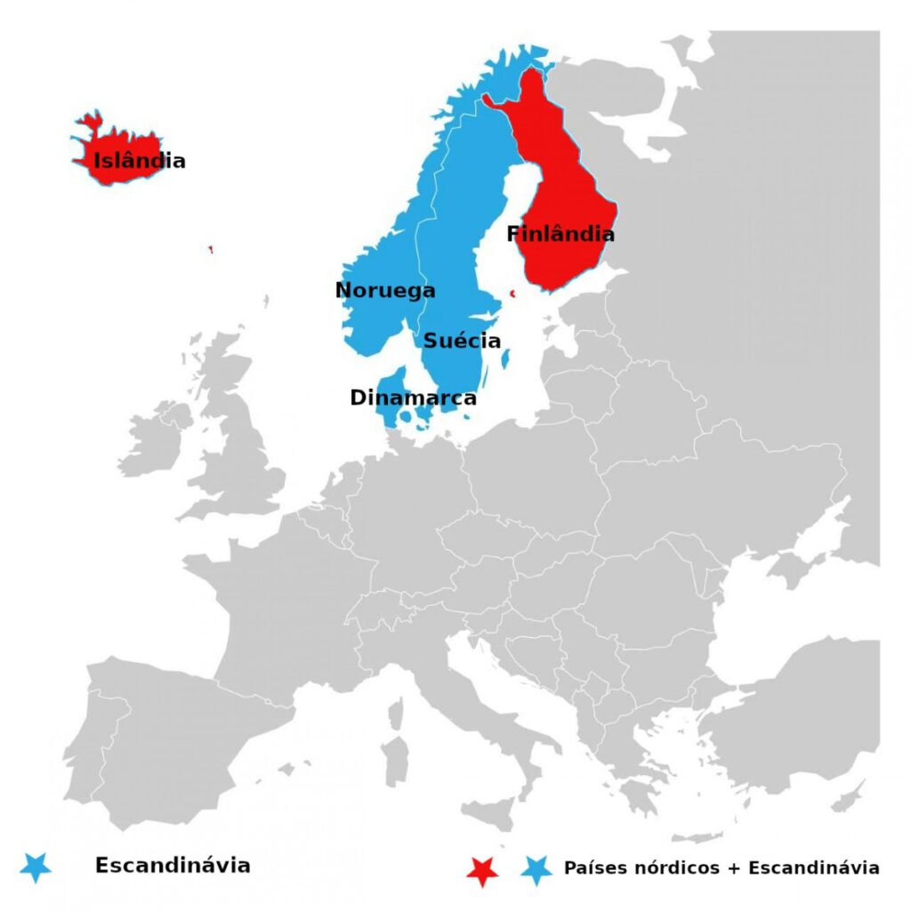 Mapa península escandinava.