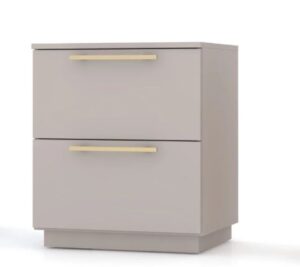 IMAGEM: Mesa cabeceira com puxador dourado